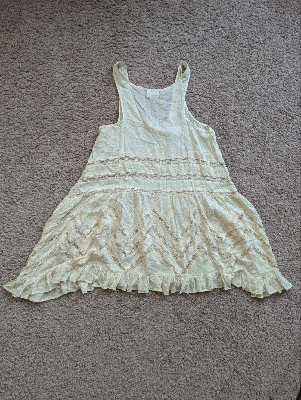 Free People Womens Yellow Pink Lace Voile and Lace Trapeze Slip Dress NWT XS